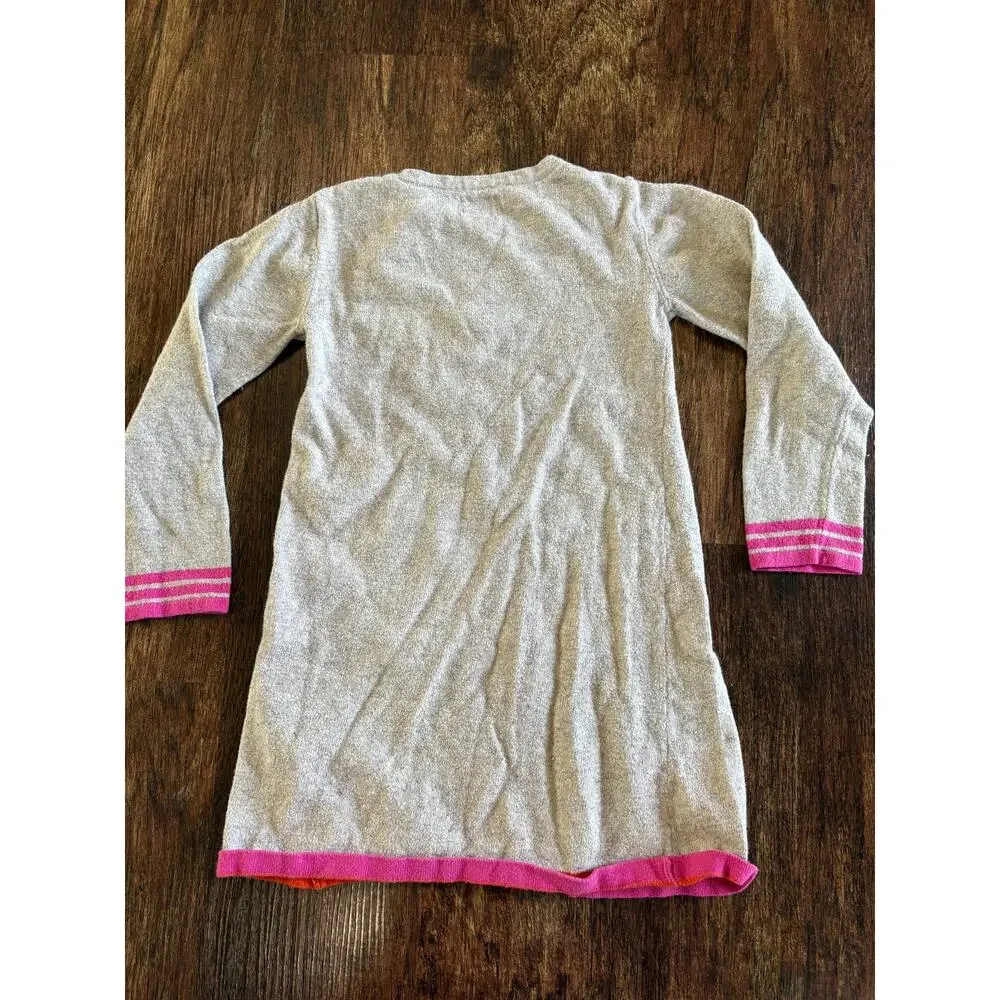Vintage Mini Boden Girls Size 5-6 Grey Pink Flower Cashmere Blend Sweater Dress